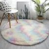 Tapis moelleux tapis pour salon doux enfant tapis rond anti-dérapant sol décor à la maison en peluche épais cravate teinture tapis