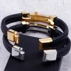 Armreif aus echtem Leder für Herren, Herren-Kreuzarmbänder, Metall, Gelbgold, Edelstahl, an der Hand, Schmuck, Geschenk für Freund