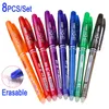 Stylos à bille DELVTCH 8 pièces ensemble stylo gel effaçable 07mm 05mm pointe ogive 8 tiges de recharge d'encre couleur bureau école écriture dessin peinture poignée 230523