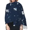 スカーフかわいい宇宙飛行士宇宙船ロケットムーンブラックホールスター冬のスカーフショールラップ女性男性暖かいブファンダタッセル