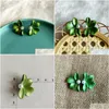 Ohrringe Halskette Set Super Fee Koreanischer Frühling und Sommer Gardenia Blütenblätter grün aus Perle Urlaub am Meer weiblich 652 Drop Dhgarden Dhuw9