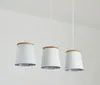 Lámparas colgantes Creative Led Modern White Hanging Wood Bar Lámpara de techo de suspensión de metal para comedor Luces colgantes