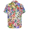 Camisas casuais masculinas cantarolando pássaros camisa de férias com flores retrô impressão homens havaianos novidades blusas