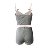 Women's Tracksuits Xingqing Women Shorts Sets 2000s Grunge Aesthetic Patchwork Sleeveless Camisole Tops With Elastic Waist Loungewear