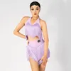 Stage Wear Fringe Latin Top Donna Sexy Tango Dancing Outfit Salsa Abbigliamento Summer Samba Gonne Costume Ballroom Practice DL9479