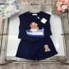 Robe de luxe pour enfants Vêtements pour enfants Vêtements d'été pour bébés 2pcs T-shirt sans manches imprimé animal et short à taille élastique # Produit multiple