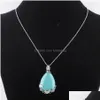 Pendentif Colliers Naturel Gem Pierre Larme Turquoise Amour Perles Reiki Chakra Guérison Collier Chaîne Bijoux N3463 Drop Delivery Pen Dh5Dk