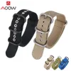 Titta på band Zulu Canvas Nylon Watchband 18mm 20mm 22mm 24mm 26mm Ring Buckle Men Sport Sweatproof Replacement Armband Watch Band Strap 230523