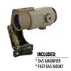 Taktisk G45 5X MAGNIFIER SCOPE MED FAST FTC Mount Combo för AirSoft med oss ​​Flagg Originalmarkeringar FDE -färger