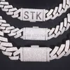 Customized S925 solid Silver 15mm 20mm Wide 3rows cuban chain with GRA D/VVS Moissnaite Hip hop necklace heavy cuban link