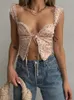 Tanques femininos Mulheres Sexy Lace Trim Crop Camis Top Y2K Spaghetti Strap Square Neck Tank Vintage Fairy Aesthetic Camisole Kawaii Colet