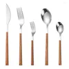 Dinnerware Sets Imitation Wood Handle 430 Stainless Steel Knife Fork Spoon Western Steak And Dessert