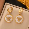 Fashion Dove of Peace Pendant Necklace Earring 18K Gold White Shell smycken för kvinnor