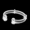 Bangle 2021 New Fashion 100% S925 Sterling Silver Double Head Classic Crystal Bracelet Original Diy Jewelry Suitable For Ladies