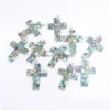 Hänge halsband New Zelanian Abalone Shell Pearl Gem Stone Cross Bead Halsbandsmycken N3375 Drop Delivery Pendants Dhzuk