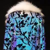 White Faux Fur Collar Blue Sequins Long Coat Tide Male High Quality Luxury Stage Costume Male Star Singer Overcoat Nightclub Outerwear Performance Clothes M-2XL