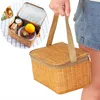 Pacote de mochilas para simulação portátil ao ar livre Rattan Isolamento térmico Bola de cesta de cesta de piquenique com recipiente de refeição P230524