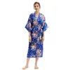 Vêtements de nuit pour femmes Imprimer Peignoir Robe Demi Manches Femmes Kimono Robe Avec Ceinture Casual Home Wear Été Col En V Chemise De Nuit Loungewear