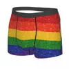 Underbyxor faux glitter regnbåge stolthet flagga underkläder sexig andning hbt gay lesbian boxer trosor shorts trosor mjuka för hane