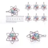 Pendant Necklaces Natural Chips Gem Stone 7 Chakra Reiki Tree Of Life Pendants Women Man Jewelry Five Pointed Star Metal Copper N381 Dhomm