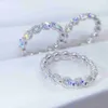 4 mm breedtebussen naar beneden VVS Moissanite Diamond Infinity Ring Sterling Silver Rings voor Girl's Bling Jewelry Band Ring