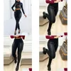 Calças femininas Capris High Caist Leather Leggings Para mulheres Luz negra Mathin Feminino feminino feminino