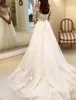 Vintage formell bröllopsklänning illusion hals långärmad spets med knappar applikationer brudklänning vestidos de novia skräddarsydd mantel de mariage 2023