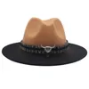 Sombreros Fedora de Jazz de Color degradado con cabeza de toro para hombres y mujeres, sombrero de fiesta de ala ancha, sombrero de copa con pintura en aerosol, gorra de fieltro de Panamá, gorra para el sol de dos colores