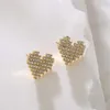 Stud Earrings Mafisar Luxury White Love Heart Zircon Stone Fine Gold Plated Ear Rings Send Women Friend Trendy Jewelry Gift