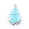 Pendentif Colliers Naturel Gem Pierre Larme Turquoise Amour Perles Reiki Chakra Guérison Collier Chaîne Bijoux N3463 Drop Delivery Pen Dh5Dk