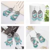 Charm Womens Hollow Tassels Tibetan Sier Turquoise örhängen GSTQE035 Fashion Gift National Style Women Diy Earring Drop Delivery Jewe Dh1mt