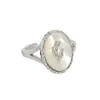 Bagues en grappe Or 18 carats Authentique S925 Bijoux en argent sterling FINE Shell Ovale Perle Tulip Flower Ring Adjust TLJ1295