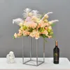 Decoratieve bloemen kransen electroplimeren zilveren geometrische tafel bloemdecoratie el trouwbar arrangement rekwisieten