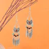 Dangle Earrings Colorful Beaded Women Alloy Feather Tassels Boho Ethnic Pendants Jhumka Carved Bohemian Female