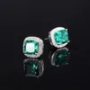 Estudio Vintage 100% 925 REAL SILVER 8*8 mm Aquamarina Topacio Amethyst Stud Pendientes para mujeres Gemstone de lujo Joyería de boda fina