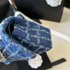 Klasyczna torebka klapy złoto metalowy łańcuch sprzętowy torba na ramię Crossbody Blue miękki tweed dżins kwadrat mały komunikator torby sprzęgła luksusowe torebki 25 cm