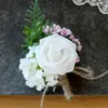 Dekorativa blommor 2 st bröllop corsage rose dekor brud dekoration företag siden blommor brosch man kreativ