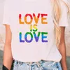 Леди футболка Harajuku Top Tee Tee Женская любовь-это любовь Rainbow Graphic Fot Fut Fort Fort