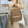 wholesale ladies shoulder bag 2 sizes small fresh plaid fashion handbag thick leather leisure travel backpack street rivet backpacks contrast handbags 9255#