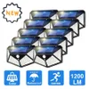 1/2/4 stks 100 LED Solar Wall Lights Outdoor Solar Lamp PIR Motion Sensor Zonage Powered Sunlight Street Light voor tuinlicht