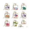 Naszyjniki wisiorek Mticolor Naszyjnik suchy kwiat próba kwadrat GSFN061 z mieszanką łańcucha zamówienie 20 sztuk dużo upuszcza biżuteria pen dhjzu