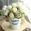 Dekoratif çiçekler 6 kafa/buket güller yapay pembe beyaz peonies ipek düğün ev dekorasyon şakayık