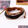 Charm-Armbänder Leder Handgewebtes Armband Britischer Stil Herren- und Damenschmuck Mode Vielseitiges Leder Fb066 Mischungsauftrag 20 Stück Dhhyd