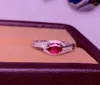 Anelli a grappolo Anello con rubino ENT Gioielleria raffinata Oro massiccio 18 carati Diamanti naturali rossi da 0,85 ct Per le donne Regali delle vacanze