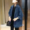 Женские костюмы Женская пиджак высокого класса роскошной куртки с длинным рукавом корейская мода свободные пальто пальто дизайнерская одежда винтаж
