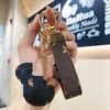 Leather rope Keychain female cute creative Keychain personality car keychain bag hanging ornaments