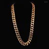 Chaînes hommes 70cm grosse chaîne en acier inoxydable 440g collier en or Dubai lien acier accessoires longue couleur cubaine lourde