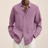 Men's Casual Shirts 2023 Summer Thin Polyester Cotton Menu Men's White Shirt 17 -color Business Long -sle