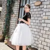 Skirts 7 Layers 65cm Knee Length Tulle Tutu Women Pleated Black Pink 2023 Spring Summer Korean Elastic High Waist Mesh Skirt