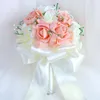 Fleurs décoratives PE Rose ruban main fleur mariée mariage élégant Bouquet fête église mise en page fournitures à la main PE302